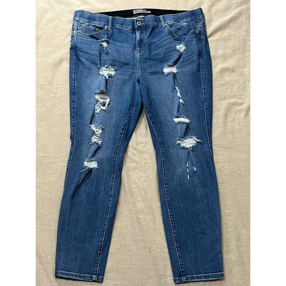 torrid Distressed Medium Blue Boyfriend Jeans